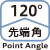 先端角 120°